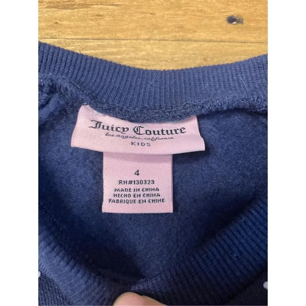 Juicy Couture Size 4 Girls Sweater blue rhinestones